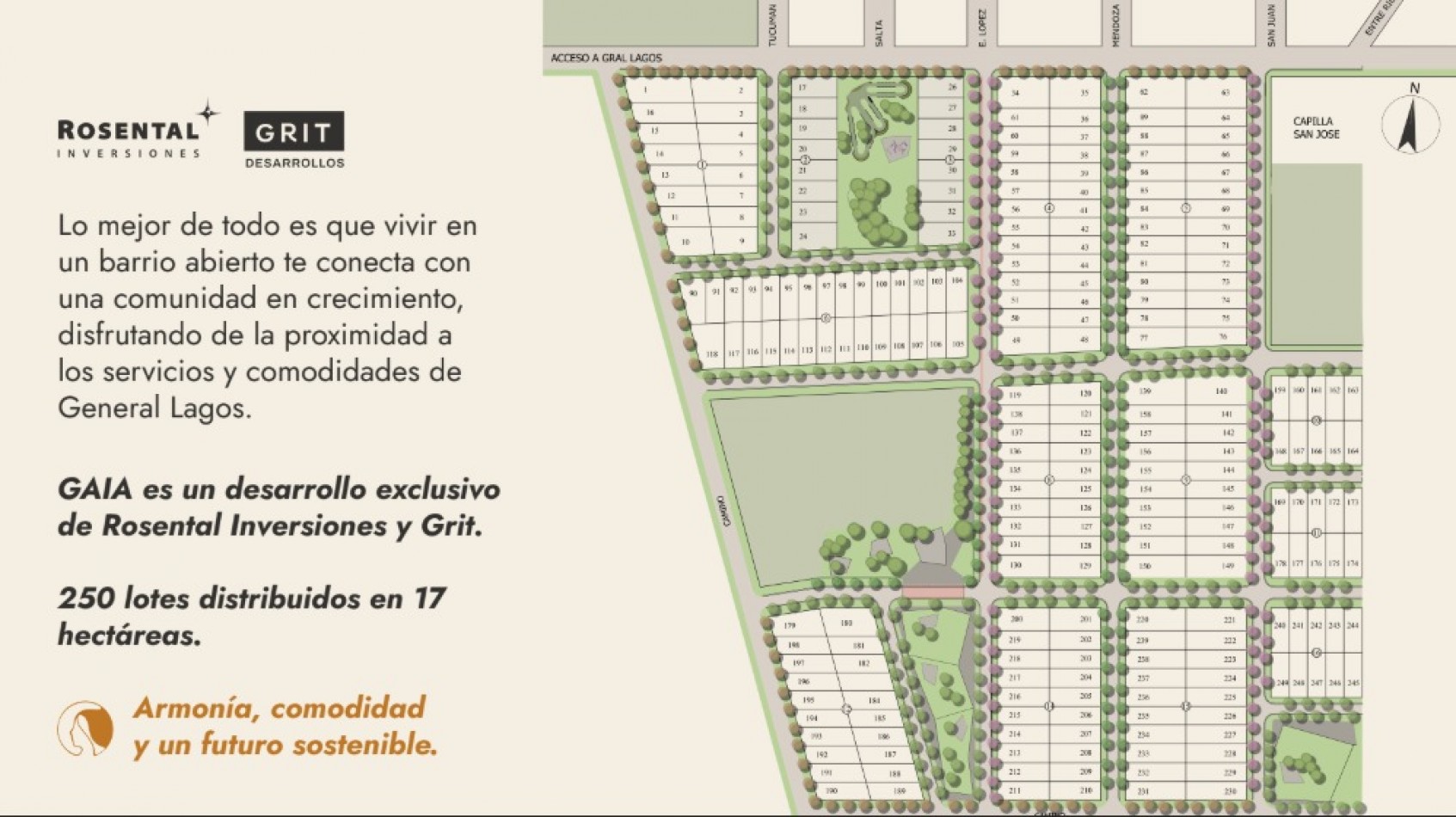 Entrega y Cuotas, GAIA - Barrio Abierto Sustentable en General Lagos, excelente ubicacion y financiacion.